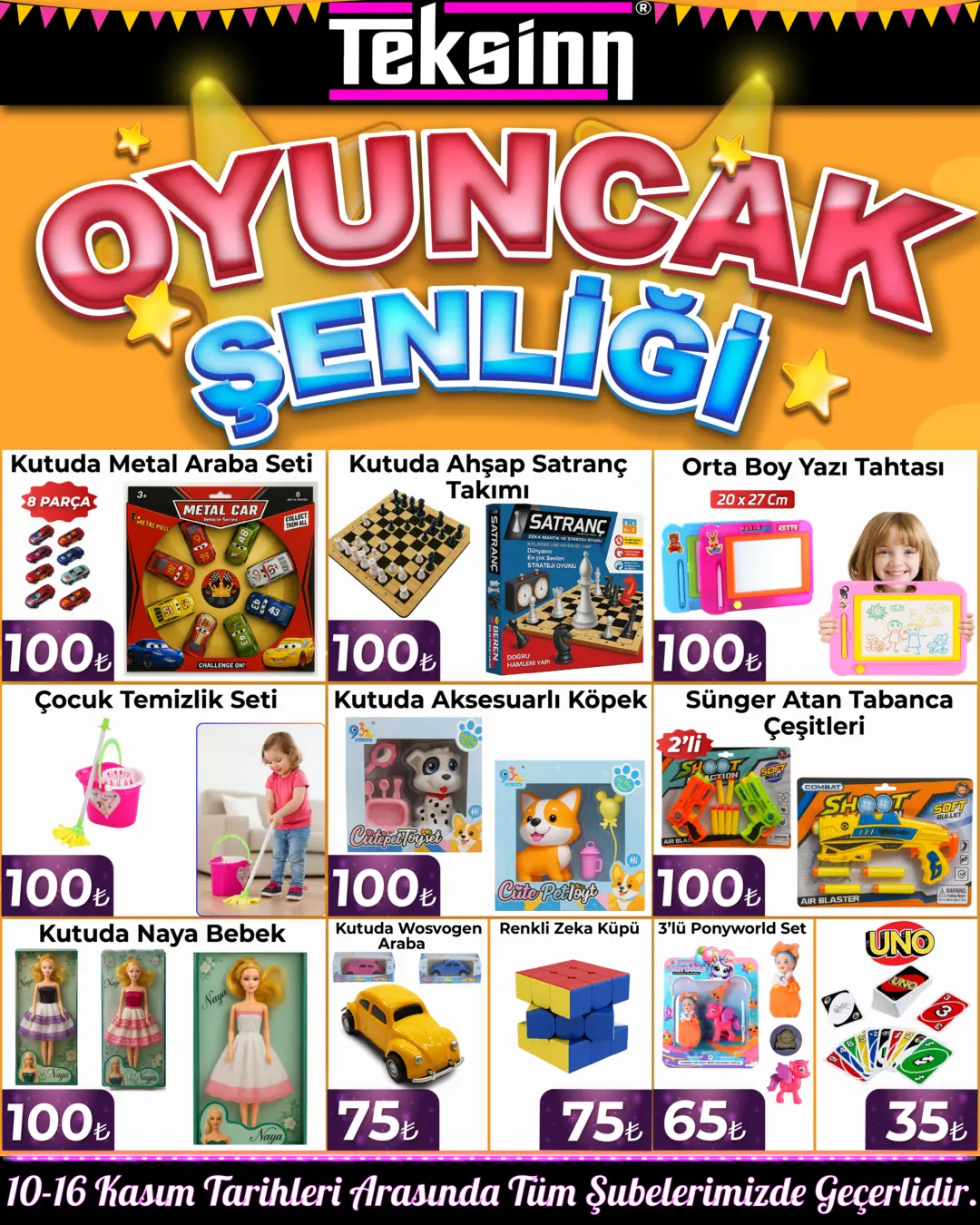 10 - 16 KASIM TARİHLERİ ARASINDA TÜM ŞUBELERİMİZDE GEÇERLİDİR.!